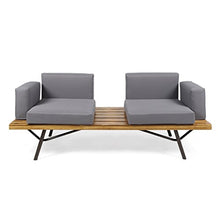 Kaimei Acacia Wood Outdoor Loveseat Set with Table - Patio Furniture - Natural Grey