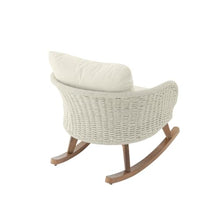 Hassyee Outdoor Solid Wood Rocking Chair w/PE Wicker Accents for Garden, Rustic Wooden Patio Rocker w/Thick Padded Back & Seat for Balcony, Bistro Rocking Armchair for Porch, Deck, Yard (Beige-2pcs)