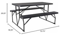 Flash Furniture Picnic Table with Benches, 4.5-Foot, Charcoal