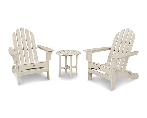 Trex Outdoor Furniture Cape Cod Folding Adirondack Chair Set with Side Table