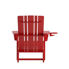 Taylor & Logan Hedley Adirondack Chair with Cup Holder, Weather Resistant HDPE Adirondack Chair in Red, Set of 4