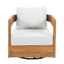 Christopher Knight Home Telluride Outdoor Acacia Wood Swivel Club Chair Set of 2 with Removable Cushion, 360° Rotating Patio Armchair for Garden, Balcony, or Poolside Seating, Beige+Teak