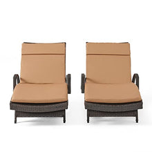 Christopher Knight Home Salem Outdoor Wicker Adjustable Chaise Lounges with Cushions 2-Pc Set Multibrown / Carmel