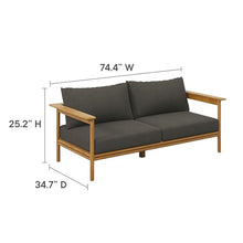 Modway Wren Teak Wood Outdoor Patio 4 Piece Furniture Set in Natural Flint Gray