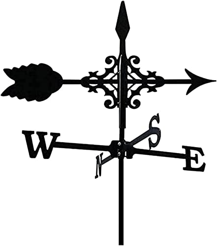 Weathervane Metal for roof Garden Yard Stainless Steel Weathervane Weather Vane Black Spray Paint Wind Vane Outdoor Sheds Iron Yard Roof Barns Decoration Yard Indicating Wind Direction Measuring Tool