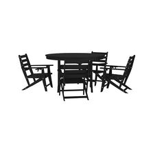 BizChair Commercial 5 Piece Adirondack Dining Set with 48" Round Table and 4 Cupholder Chairs Black