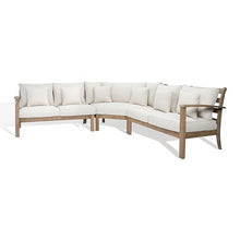 SAFAVIEH Couture Outdoor Patio Furniture Collection - Rosabecca Natural & Beige Solid Wood Sectional Sofa, Modern Outdoor Corner Couch (DUP1000B)