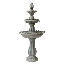XBrand 51 Inch 3 Tier Outdoor Freestanding Waterfall Fountain with Pump and Pineapple Finial, Decorative Resin Garden Water Feature for Patio, Yard, Lawn, and Backyard Decor, Gray