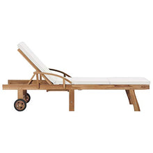WANGKENSU Sun Loungers with Cushions 2 pcs,Outdoor Wood Lounge Chaise, Lounger for Pool,Beach Sun Tanning Chair,Outdoor Bed,Patio Deck Chair, Solid Teak Wood Red (Cream 76.8" x 23.4" (L x W))