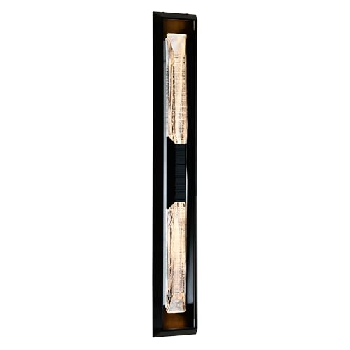 CWI Lighting Petra Integrated LED 44in Sand Black Outdoor Wall Light with Handcrafted Glass for Garage Door, Front Porch, Entryway