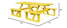 Keystone Amish Co. 8ft Poly Lumber Rectangular Walk-in Picnic Table, Amish Handcrafted HDPE Recycled Plastic, Heavy Duty Outdoor Dining Table with Benches, Seats 8, Lemon Yellow