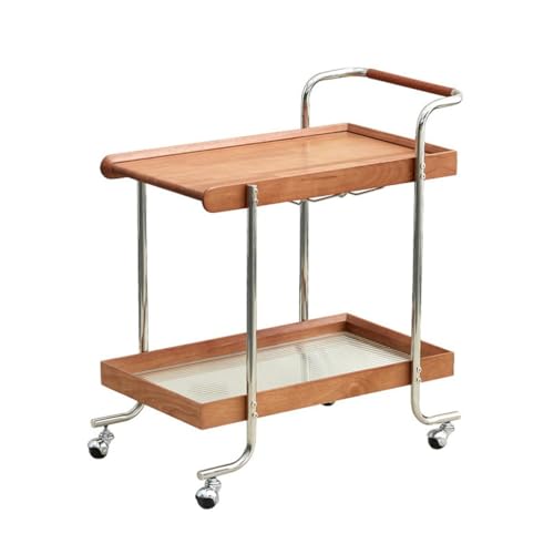 NRFJFOP Solid Wood Small Cart Set Content Frame Living Room Sofa Edge Mobile Vintage Tea Table