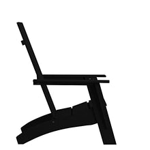 BizChair Set of 4 Modern 2-Slat Back Adirondack Chairs - Black All-Weather Poly Resin Lounge Chairs