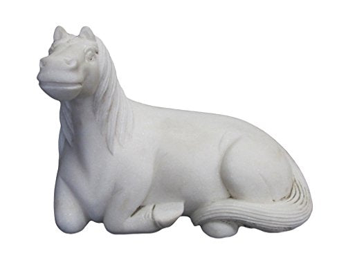 orientliving White Marble Stone Carving Horse Animal Statue Amh226