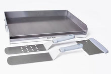 Mont Alpi Black Stainless Steel Outdoor Kitchen Island 32"W 4-Burner Built-in BBQ Grill + Accessories - Flat Top Griddle Hot Plate + Pizza Kit with Cutter & Stone + Spatulas + Tongs + Cleaning Brush