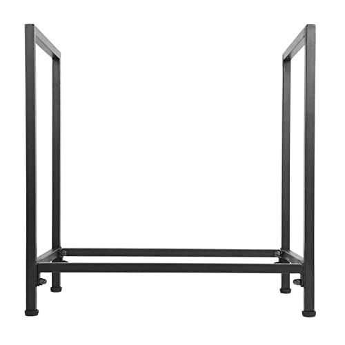 DJVHSRI Firewood Holder Indoor Outdoor Firewood Rack Wrought Iron Fireplace Log Wood Storage Holder Stand Black Log Organizer Rack Fireplace Accessories Indoor/Outdoor Firewood R,