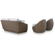 Signature Design by Ashley Cardiff Beach Patio Furniture Set with Swivel Chairs, Rust-Resistant Aluminum Frame, All-Weather Wicker and Nuvella Performance Fabric, Outdoor Seating for Poolside, Beige