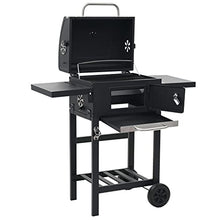 Outdoor Charcoal Barbecue Grill with Bottom Shelf and 2 Wheels, Heavy-duty Smoker Grill, Steel BBQ Stand for Picnics Parties Outings 38.2" x 22.4" x 39"