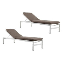 Pemberly Row Modern Aluminum Lounger Set, Gray/White Finish, 77" W x 31" D x 38" H, Stackable with Cushions, Durable Outdoor Patio Seating for Relaxation
