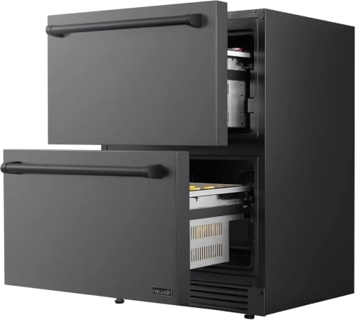 NewAir 24” Dual Zone Outdoor Wine & Beverage Fridge | Freestanding or Built-In Under counter Refrigerator for Outside Patio | Dual Drawer for 20 Wine Bottles & 80 Cans | Stainless Steel