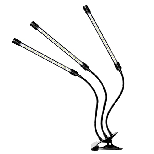 1-4 Heads Grow Lights for Indoor Plants, Full Spectrum Clip on Plant Grow Lamp with 4/8/12 Timer, 360° Adjustable Gooseneck, Five Levels