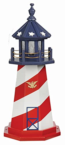 Furniture Barn USA 3' Cape Hatteras Patriotic Hybrid Lighthouse, Standard Lighting