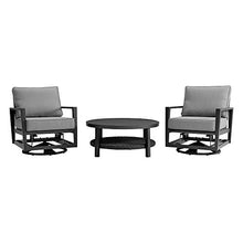 Armen Living Grand Modern Outdoor Patio Swivel Glide Seating Set, 3 Piece Black