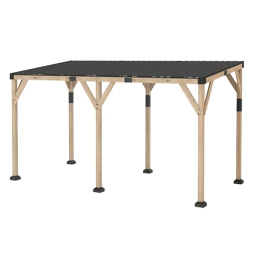 Heavy Duty Wood Gazebo with Galvanized Steel Sloped Roof, All Weather Outdoor Patio Backyard Shelter for BBQ, Party, Carport, Gathering(Large)