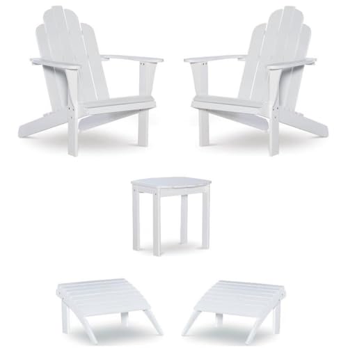 Home Square 5-Piece Set with Side Table & 2 Chairs & 2 Ottoman