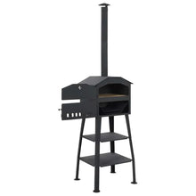 Outdoor Pizza Oven Charcoal Fired with 2 Fireclay Stones, Portable Wood Fired Oven for Backyard Cooking, Pizza Maker with Thermometer and Removable Ash Tray, Black