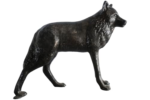 Nifao Realistic Life Size Standing Wolf Aluminum Garden, 41"L x 15"W x 34"H