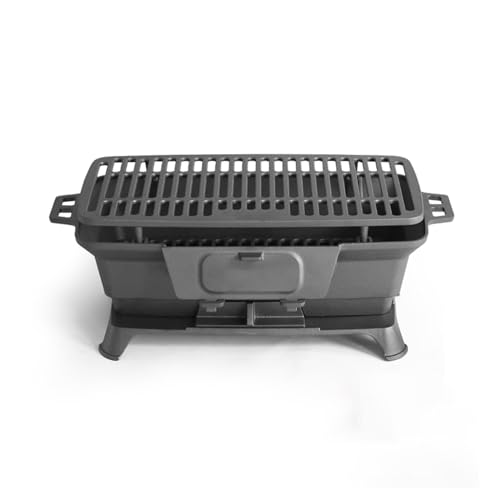 Cast Iron Grill – Outdoor, Portable Charcoal Grill and Tabletop Cast Iron Durable, Small Charcoal Grill, BBQ Grill Perfect for Outdoor Picnic Camping Patio Backyard Cooking