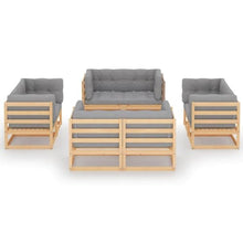 MNCVXAXG 8 Piece Patio Lounge Set with Cushions Solid Pine Wood