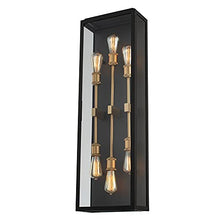 Kalco Ashland Outdoor Wall Sconce 6-Light 240W Matte Black / Sanded Gold