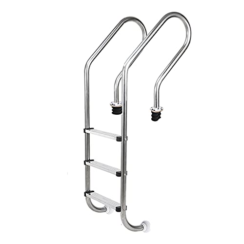 Swimming Pool Ladder Stainless Steel Pool handrails with 3-Step Non-Slip Dot Pedals Used for Private Swimming Pools and Public Gymnasiums in Entertainment venues (Silver 155 cm)