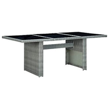QZZCED Patio Table,Square Table,Picnic Table,Bistro Table,Card Table,Balcony Table,for Backyard Lawn Balcony Poolside or Garden,Light Gray Poly Rattan and Tempered Glass