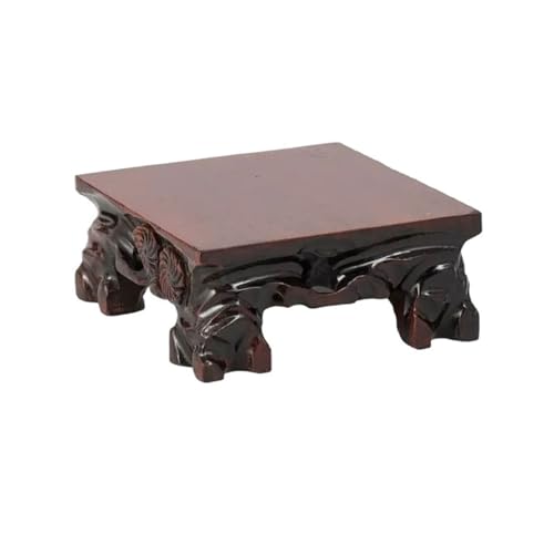 M3b6G8p1 bonsai pot stand Square Flower Potted Short Foot Base Wooden Ornaments(Large)