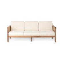 Christopher Knight Home Jidah Acacia Wood Outdoor 3 Seater Sofa with PE Wicker Armrest, Solid Wood Patio Sofa with Removable Cushion, Comfy Lounge Sofa for Patio Furniture Set, Light Teak+Beige