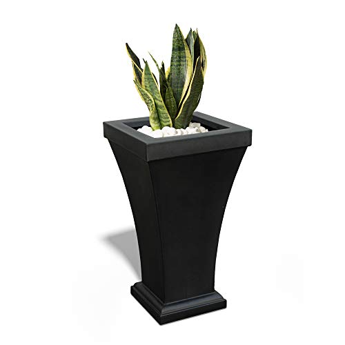 Mayne Bordeaux 40in Tall Planter - Black - 22in L x 22in W x 40in H - Fade Resistant - Polyethylene Planter (8802-B)