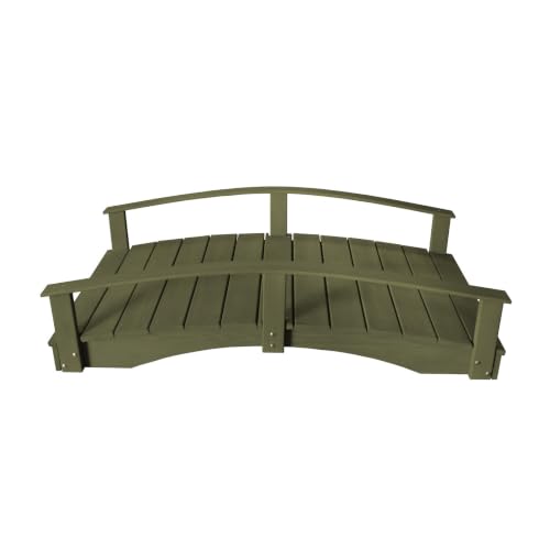 Keystone Amish Co. Pressure Treated Pine Japanese Garden Bridge, 3' x 8', Linden Leaf Stain