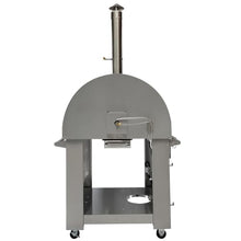 KOSTCH 32.5" Outdoor Duel Fuel Pizza Oven, 304 Stainless Steel Wood Fired & Propane Gas Pizza Oven with Temperature Gauge, Portable Pizza Oven on Wheels for Outside, Camping, Party (Silver)