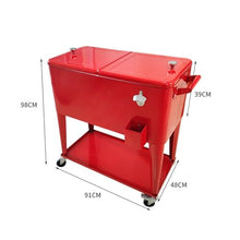 80QT Rolling Cooler Cart with Wheels Heavy Duty Portable Ice Chest for Drinks Outdoor Patio Party Cart with Bottle Opener and Shelf