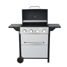 Stainless Steel Grill,with Enamel Firebox/Foldable Side Table,2-Burner Propane Gas BBQ,With Wire Cooking Grids,for Picnic