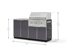 NewAge Products Classic Series 4PC Aluminum Slate Gray Modular Outdoor Kitchen Set with 33" Performance Grill NG - 24"D x 65"W x 48.5"H