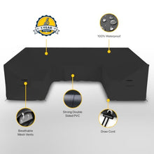 Seal Skin Covers U Shaped Sectional Covers, Waterproof UV Resistant Patio Furniture Protector with Breathable Vents, Handles & Drawcord, Black, 126" L x 63" W x 28" H