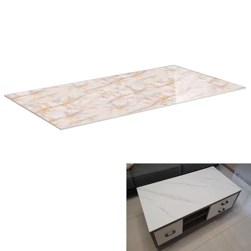 Rectangle Tempered Glass Table Top with Marble Design - 8mm Thick with Flat Polish Edge, Glass Table Protector Tempered Glass Rectangle Table Top Rectangle Table Top(B,100x60cm)
