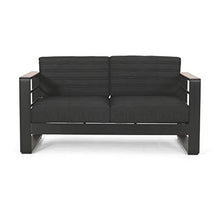 Roomfitters Modern 2-Seater Outdoor Loveseat with Aluminum Frame and Cushions Black