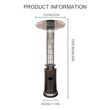 SEAVI Patio Heater, Gas Cylinder Heater with Glass Tube, Stainless Steel Base, and Wheels, Propane Commercial Outdoor Heater, Round Reflector Shield