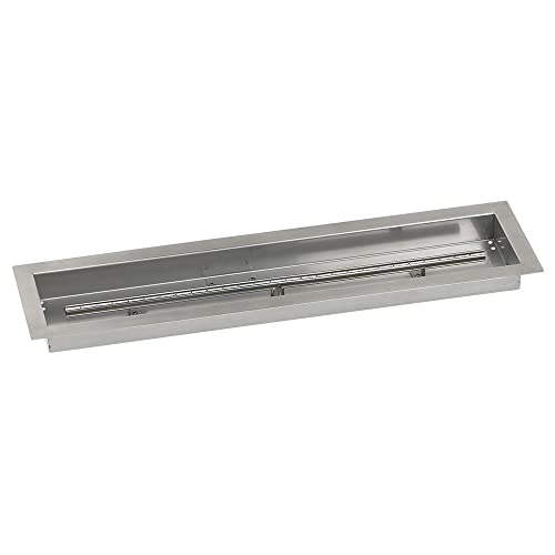 American Fireglass SS-LCBKIT-N-30 Glass Stainless Steel Linear Drop-in Fire Pit Pan with Black and Copper, 30" x 6", Stainless Steel, Black and Copper
