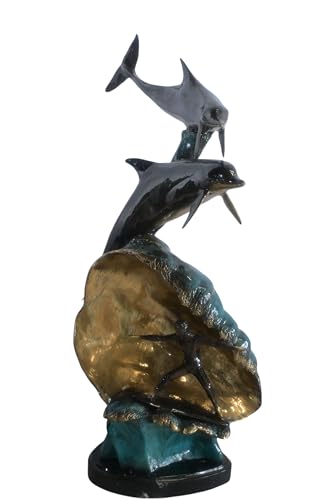 NIFAO Triple Dolphin, Ocean Medium Bronze Statue, 16" L x 11" W x 33" H